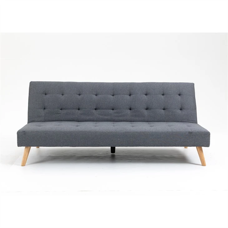 Tempat tidur sofa linen sederhana berwarna abu-abu modern